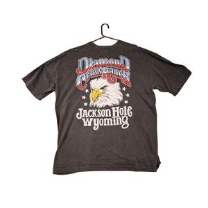 Diamond Cross Ranch Jackson Hole Graphic T-Shirt Mens 2XL Faded Black Wyoming